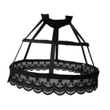 Maxbell Women 2 Hoops Pannier Petticoat Skirt Birdcage Ruffles for Wedding Cosplay black