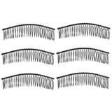 Maxbell 6Pieces Metal Hair Combs Clips Comb Slides 30 Teeth Hair Accessories Black