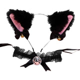 Maxbell Cat Ear Head Band Necklace Cosplay Costume Suit for Fancy Dress Gifts Black