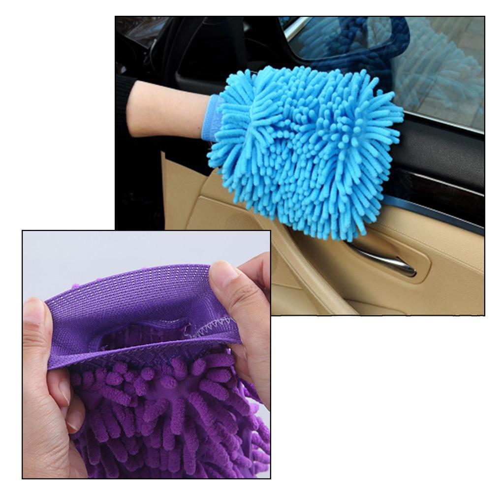 Max Maxb Microfiber Cleaning Mitten Double Sided Chenille Glove Cleaning Cloth Home
