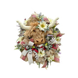 Maxbell Highland Cattle Spring Wreath Front Door Wreath 40cm Accessories Handcrafted