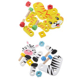 Maxbell Cartoon Animal Assemble Toys Tiger & Zebra Shaped Wooden Puzzle Children Developmental Toy