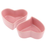 Maxbell 1 Pair Small Ceramic Bowl Pet Hamster Rabbit Feeding Bowl Pink_Heart