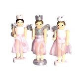Maxbell 3 Pieces Christmas Decor Nutcracker Angel Figurine Traditional for Bedroom Silver+White