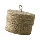 Maxbell Round Seagrass Storage Basket Snack Storage Box for Desktop Wedding Wardrobe