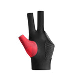 Maxbell Three Fingers Gloves Left Hand Anti Slip Elastic Pool Cue Mitts Black Red