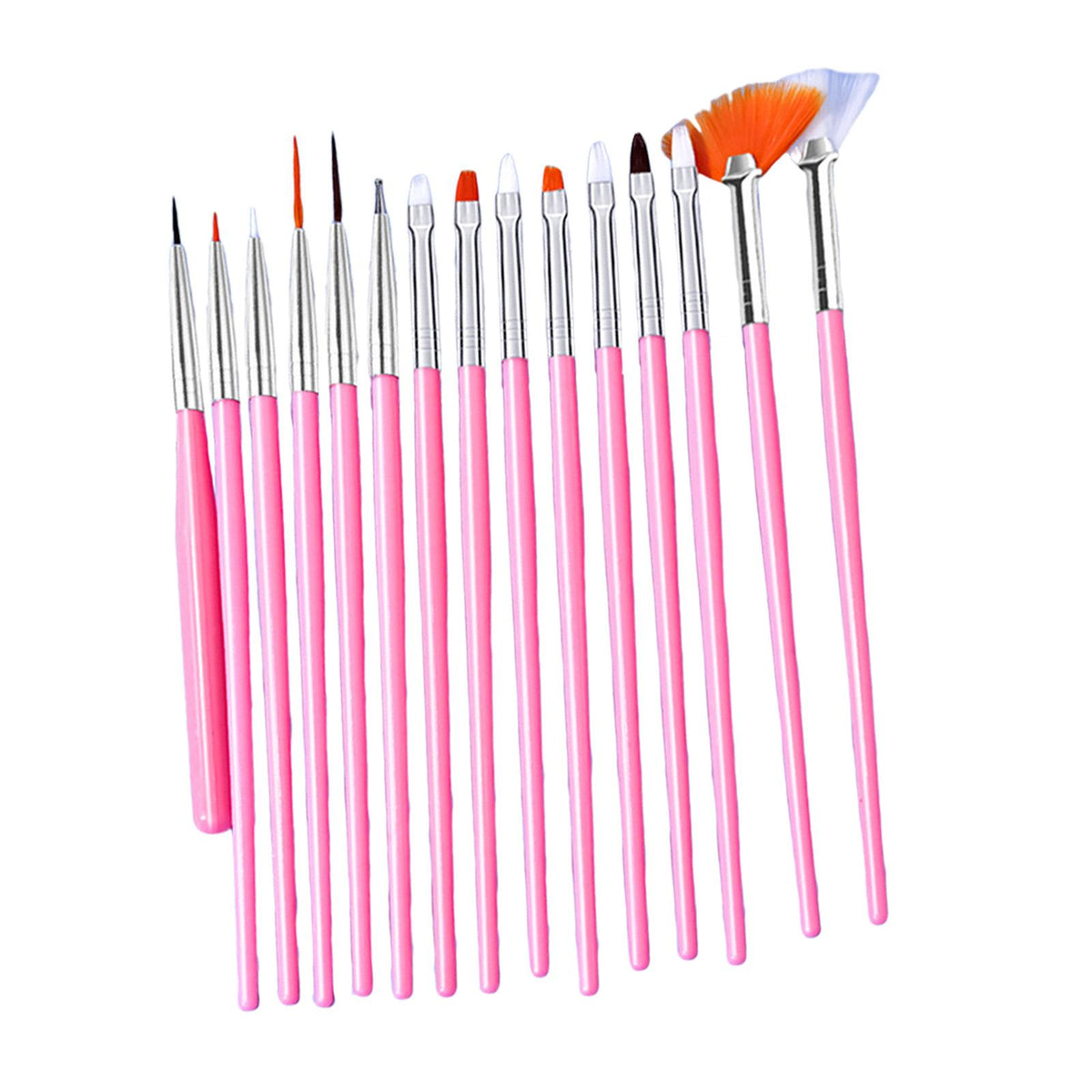 Maxbell 15x Painting Brushes Nail Drawing Pen for Making Dots Polish Art Decorations Light Pink