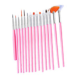 Maxbell 15x Painting Brushes Nail Drawing Pen for Making Dots Polish Art Decorations Light Pink