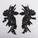 Maxbell 1 Pair Sew On Dress Flower Embroidered Patch Sew Motif Applique  18x30cm