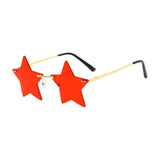 Maxbell Star Shape Sunglasses Holiday Prom Beach Pentagram Rimless Glasses Red
