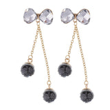 Maxbell 2 Pieces Tassel Bowknot Pendant Rhinestone Buttons Crystal Embellishment