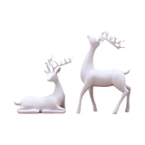 Maxbell 2x Deer Statue Reindeer Figurine Ornament for Home Tabletop Decoration White