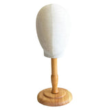 Maxbell Canvas Tabletop Wig Mannequin Hat Holder Stand Display Manikin Model Medium Wood