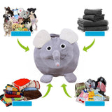 Max Animal Shape Kids Stuffed Animal Toy Storage Bean Bag Cover Elephant