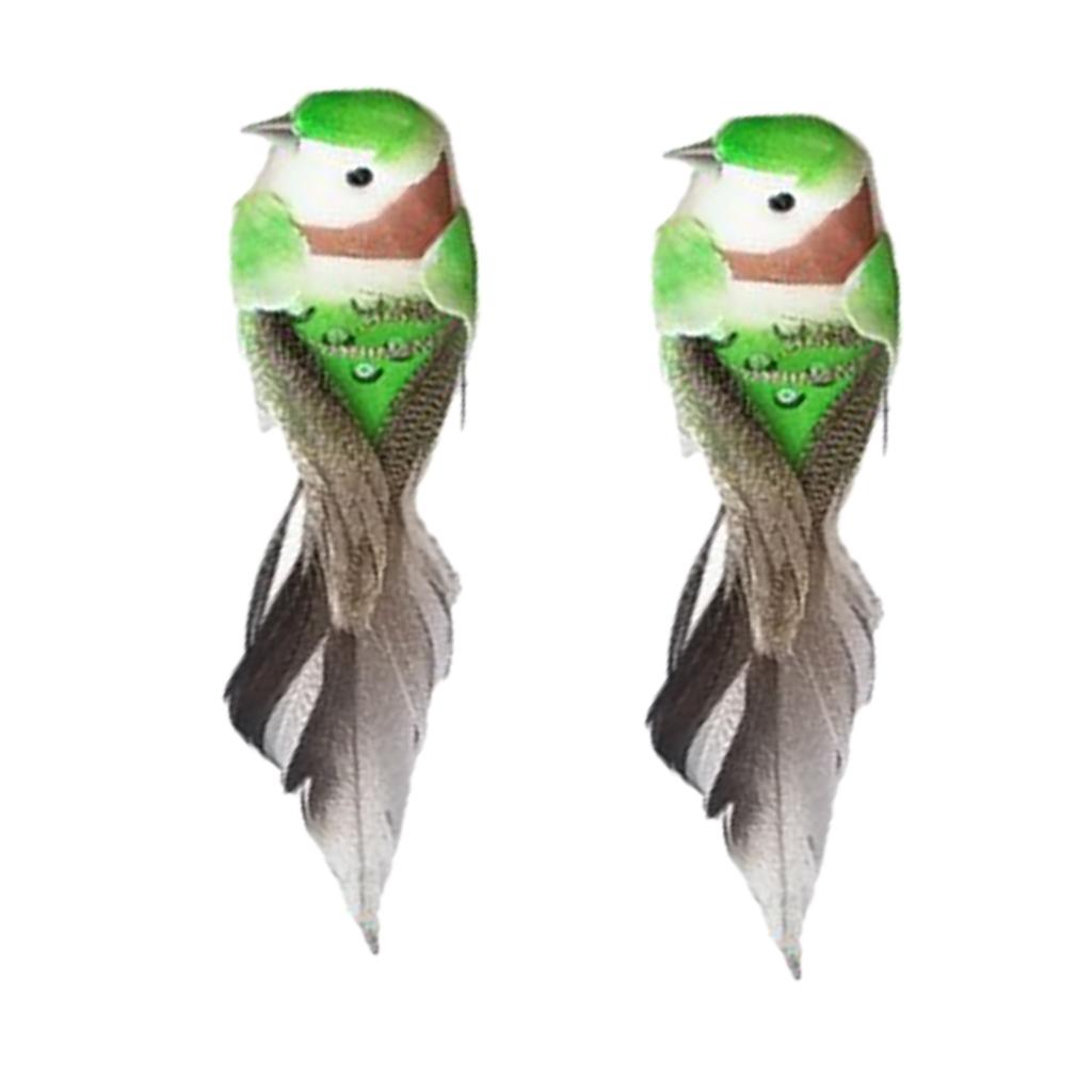 Max 2pcs Colours Artificial Feathered Foam Birds Garden Home Decoration Green