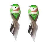 Max 2pcs Colours Artificial Feathered Foam Birds Garden Home Decoration Green