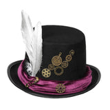 Maxbell Steampunk Hat with Feather Gear Men Women Headwear for Party Cosplay Costume 58-59cm