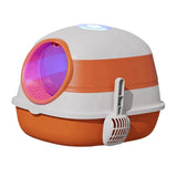 Maxbell Collapsible Cat Litter Box Easy Clean Kitten House Closed Orange with Lamp