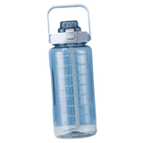 Maxbell Motivational Water Bottle with Carry Handle, Time Marker & Straw Blue
