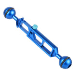 Max Camera Diving Ultra Light Carbon Fiber Double Ball Head Lamp Arm 1" inch Blue