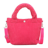 Maxbell Fashion Corduroy Tote Bag Casual Bucket Pouch Handbags Shopping Travel pink