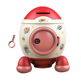 Maxbell Cartoon Rocket Statue Money Bank Tabletop Sculpture Display for Bedroom Red Color Pink
