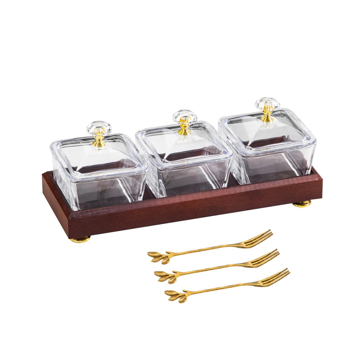 Maxbell Divided Fruit Snacks Serving Platter with Lids Serving Tray for Home Wedding 3 Grids