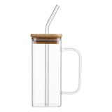 Maxbell 400ml milk Cup Drinkware Clear Square for Breakfast Tea Water Juice White