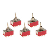 Maxbell 5pcs Red On/On Mini Toggle Switch 12 PIN 4PDT Length 35mm