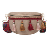 Maxbell Bohemian Fanny Pack with Tassels Ethnic Shoulder Bag for Work Birthday Beach Red