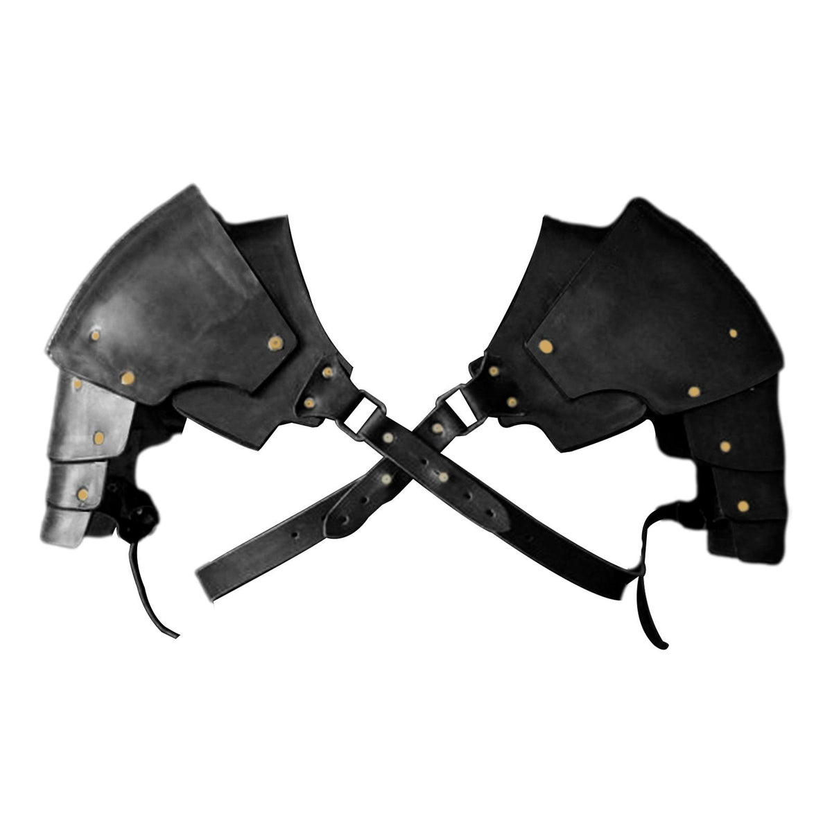 Maxbell Faux Leather Medieval Shoulder Pauldron Knight for Costume Accessory Party Black