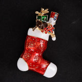 Maxbell Enamel Crystal Christmas Brooch Pin for Xmas Party Ornaments Gift Boote
