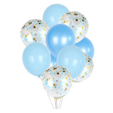 Max 15 Pieces Latex Party Balloons Confetti Balloons with Curling Ribbon Blue
