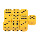 Maxbell 10Pcs Acrylic 6-sided Digital Dice D6 for Party Bar Game Accessory Yellow