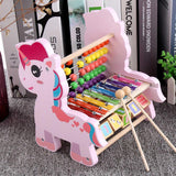 Maxbell Cute 3 In 1 Wooden Educational Toy Xylophone Musical Pounding Toy Unicorn