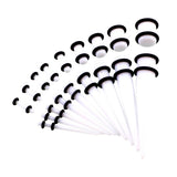 Maxbell 18 Pieces Ear Gauges Stretching Kit Plugs Taper 14G-00G Expanders White