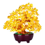 Max Mini Crystal Money Tree Bonsai Style Feng Shui Tree Home Office Decor Yellow
