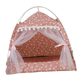Maxbell Cute Cat tent Soft Cushion Basket Kennel pet for Indoor M Pink
