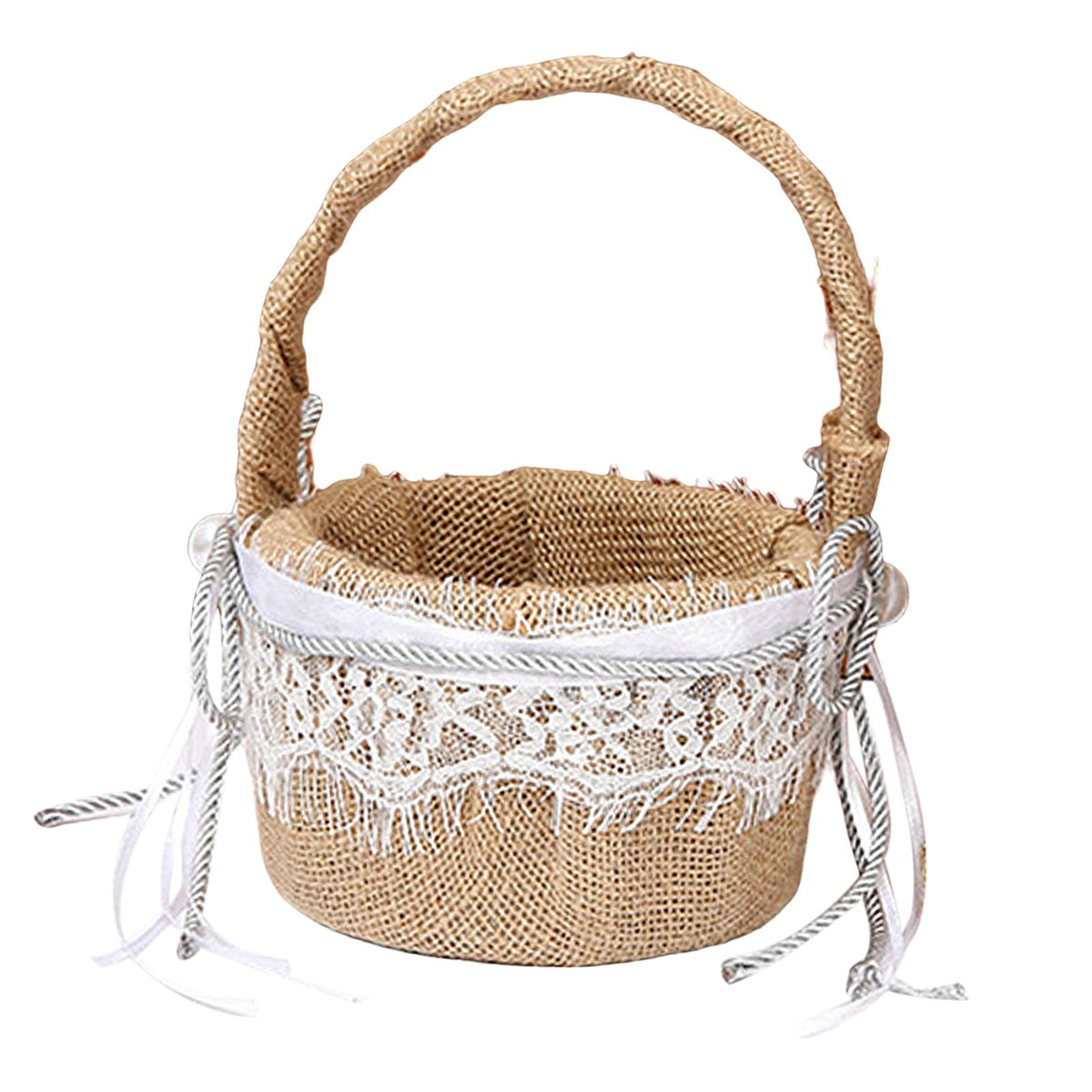 Maxbell Embroided Wedding Accessories Linen Ribbon for Anniversary Basket