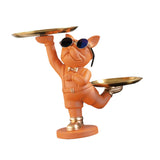 Maxbell Dog Storage Tray Statue Candy Dish Figurines for Table Apartment Decoration orange