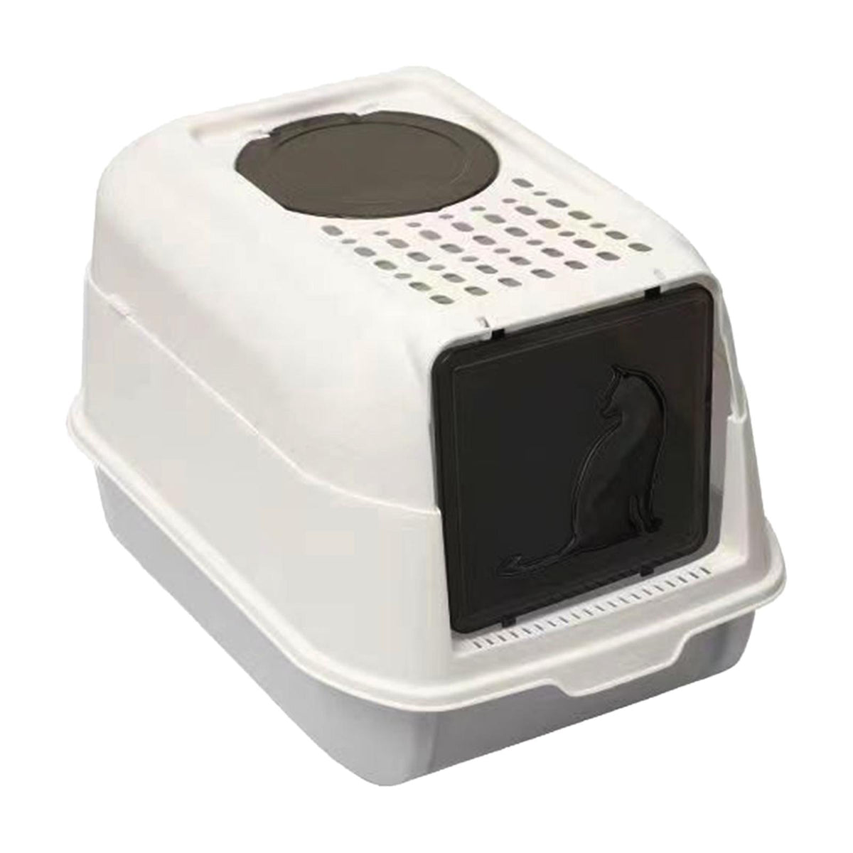 Maxbell Hooded Cat Litter Box with Lid Kitty Litter Pan Sturdy Detachable for Indoor Gray