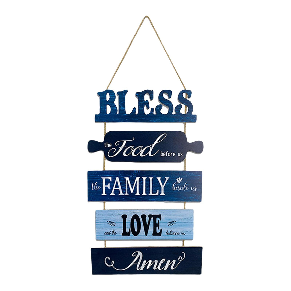 Maxbell Rustic Wall Plaque Hanging Sign Hanger Art for Outdoor Front Door Blue