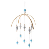 Max Kids Crib Mobile Bell Wooden Wind Chime Hanging Room Decor Silver and Blue