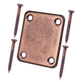 Max Electric Bass Guitar Neck Plate Neck Joint Plate with Screws - Copper Red