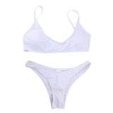 Maxbell Women Detachable Padded Push Up Bikini Set Two Piece Swimsuit White L
