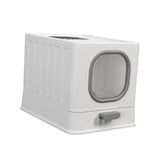 Maxbell High Capacity Cat Litter Box Toilet Washroom Full Closed with Shovel Large Gray