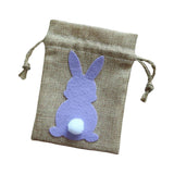 Maxbell Easter Bunny Decor Drawstring Burlap Bag 14x10cm Party Favors Reusable Purple