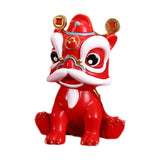 Maxbell Desktop Chinese Style Lion Statue Lightweight Stable Base Fine Craftsmanship Red