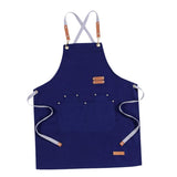 Max Unisex Canvas Apron with Pockets Cafe Kitchen Cooking Painting Apron Bib Blue