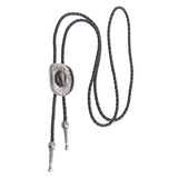 Maxbell Western Cowboy Hat Bolo Tie Vintage American Adjustable PU Leather for Men Argent